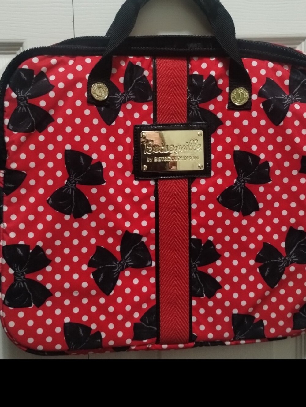 Betsey Johnson Red Polka Dot Bow Laptop Tote